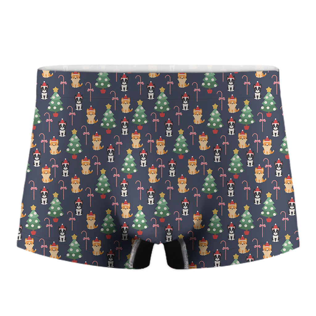 Christmas Boston Terrier And Corgi Print Men's Boxer Briefs