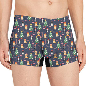 Christmas Boston Terrier And Corgi Print Men's Boxer Briefs