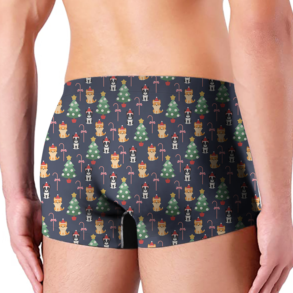 Christmas Boston Terrier And Corgi Print Men's Boxer Briefs