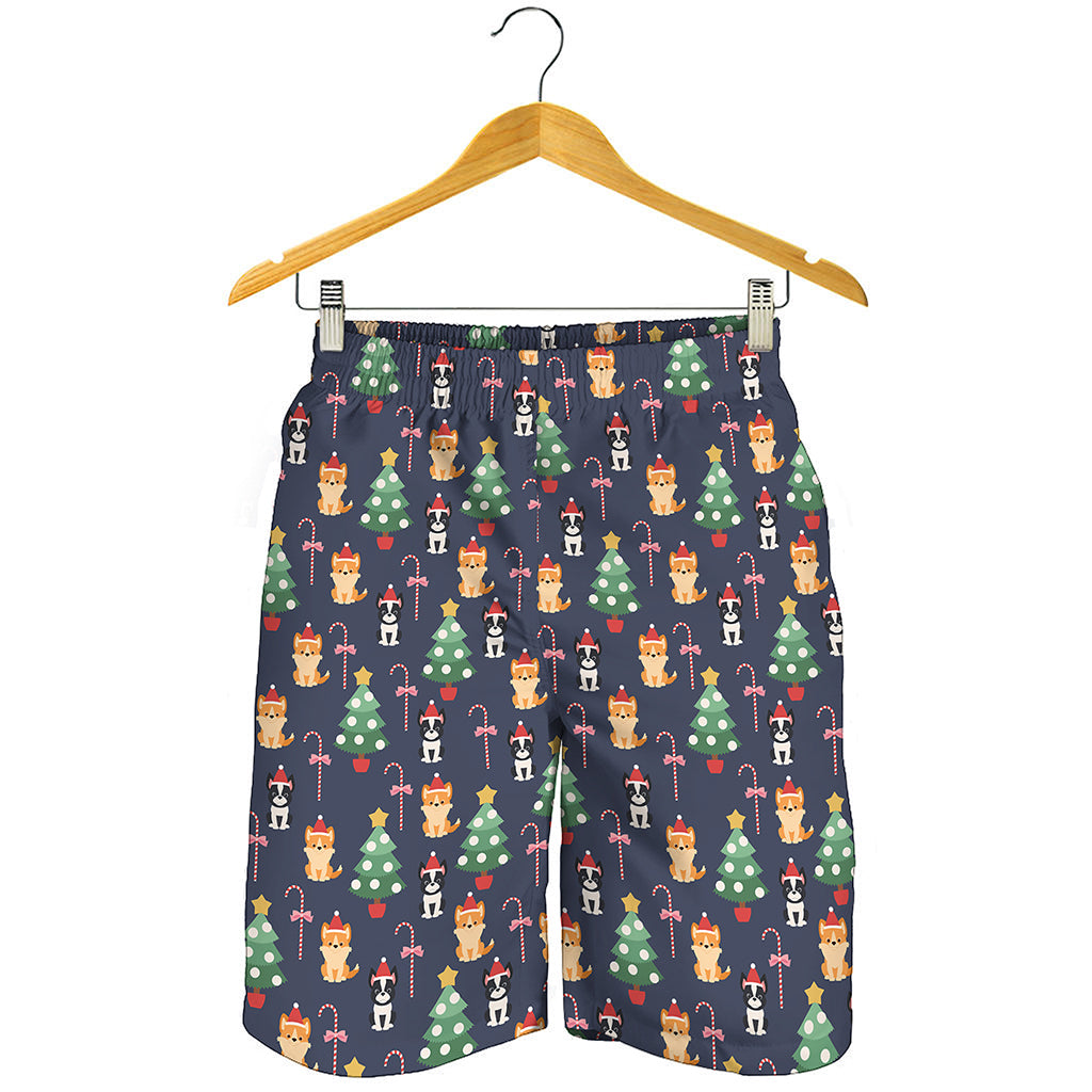 Christmas Boston Terrier And Corgi Print Men's Shorts