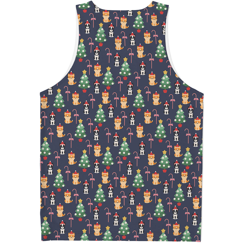 Christmas Boston Terrier And Corgi Print Men's Tank Top