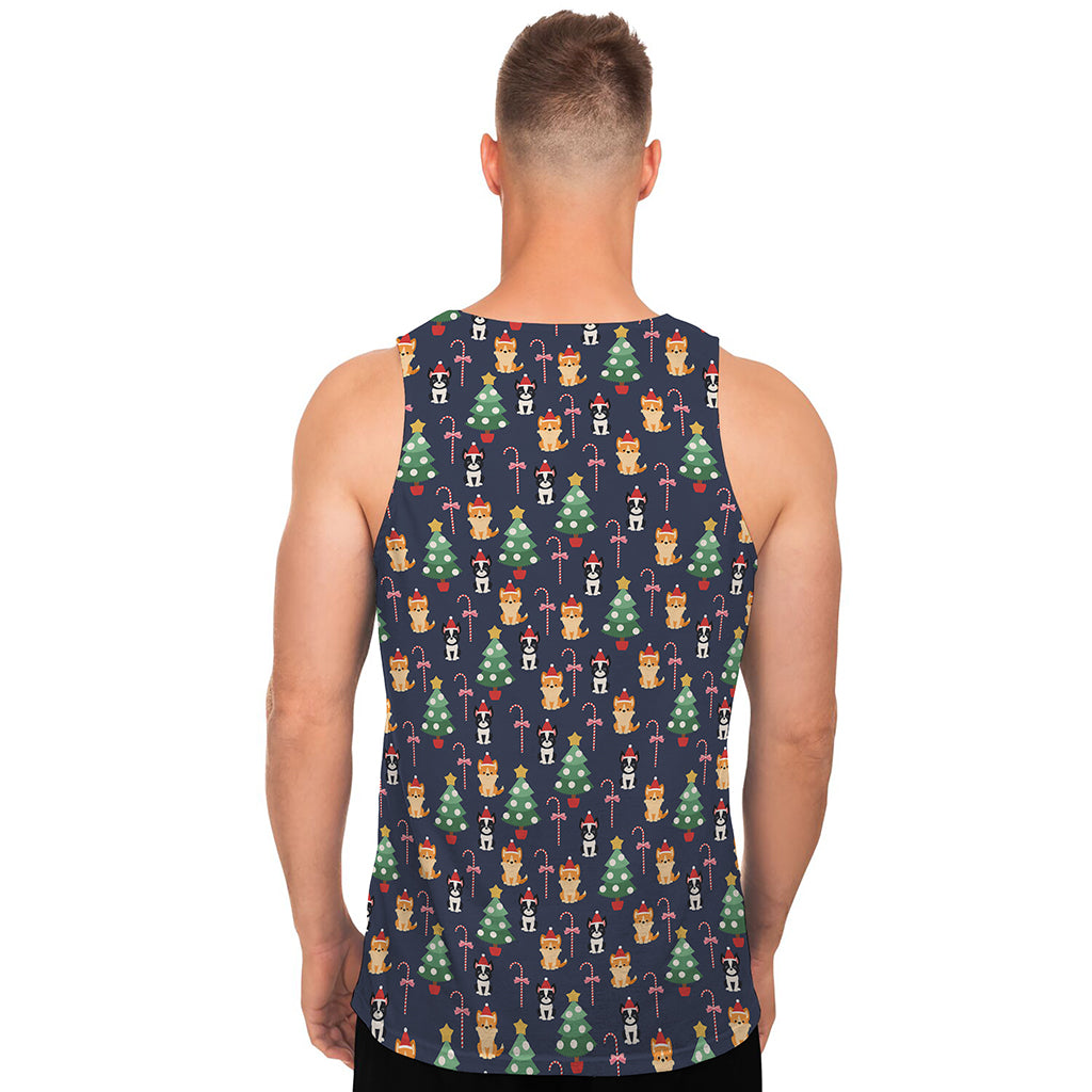 Christmas Boston Terrier And Corgi Print Men's Tank Top