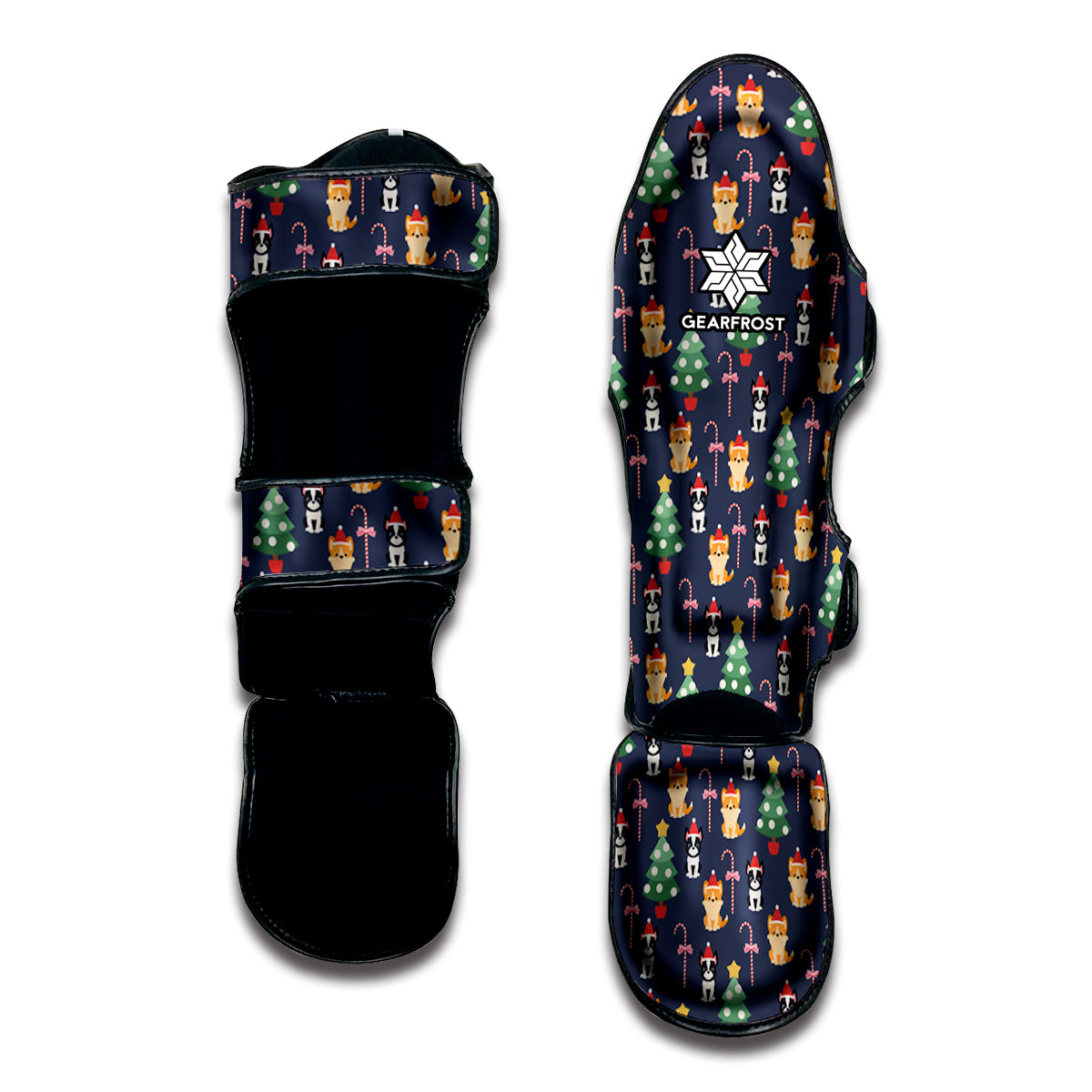 Christmas Boston Terrier And Corgi Print Muay Thai Shin Guard