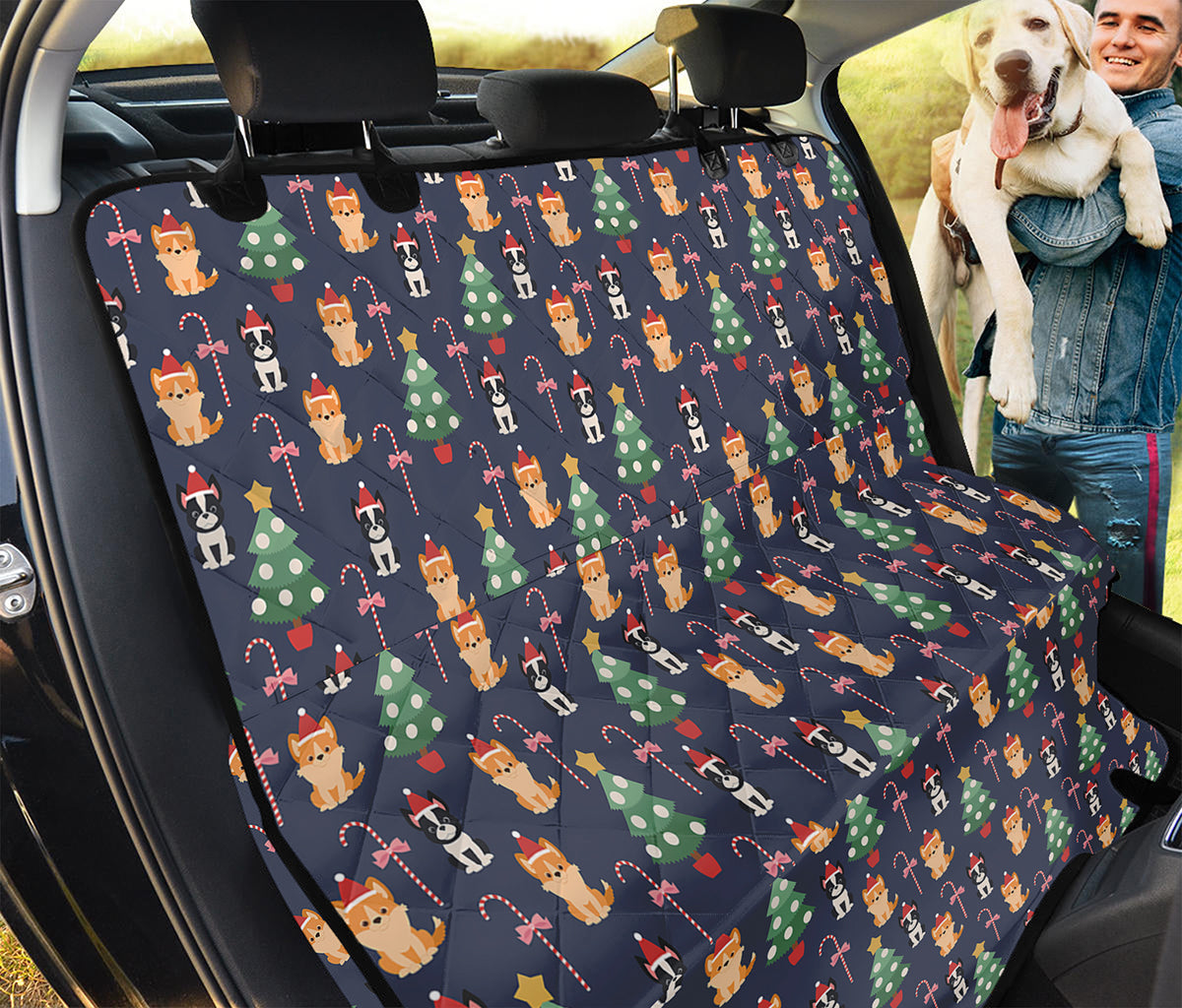 Christmas Boston Terrier And Corgi Print Pet Car Back Seat Cover