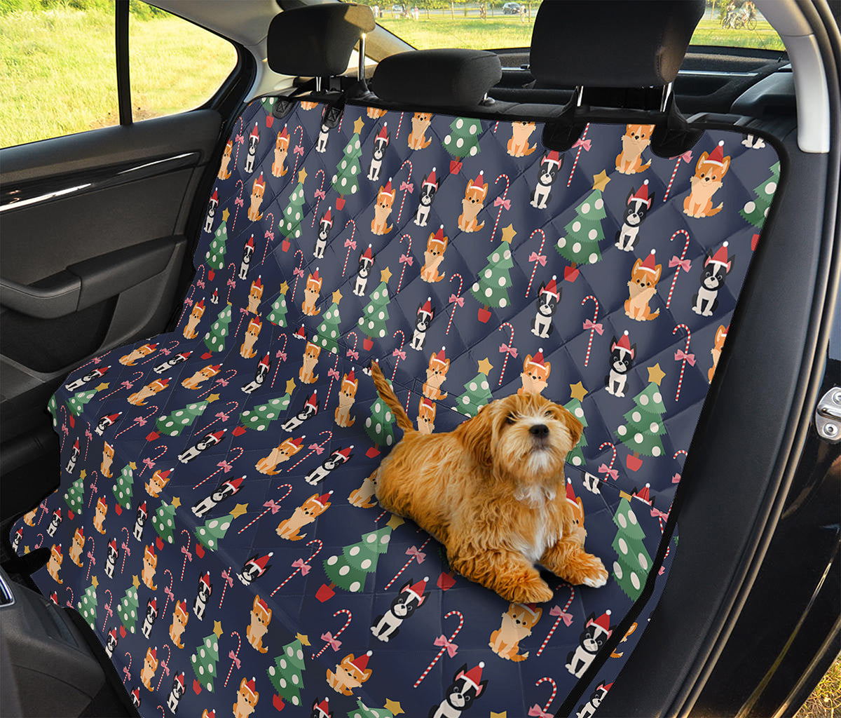 Christmas Boston Terrier And Corgi Print Pet Car Back Seat Cover