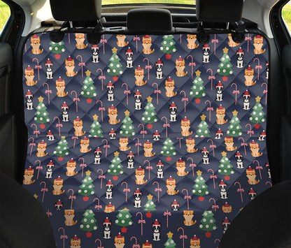 Christmas Boston Terrier And Corgi Print Pet Car Back Seat Cover