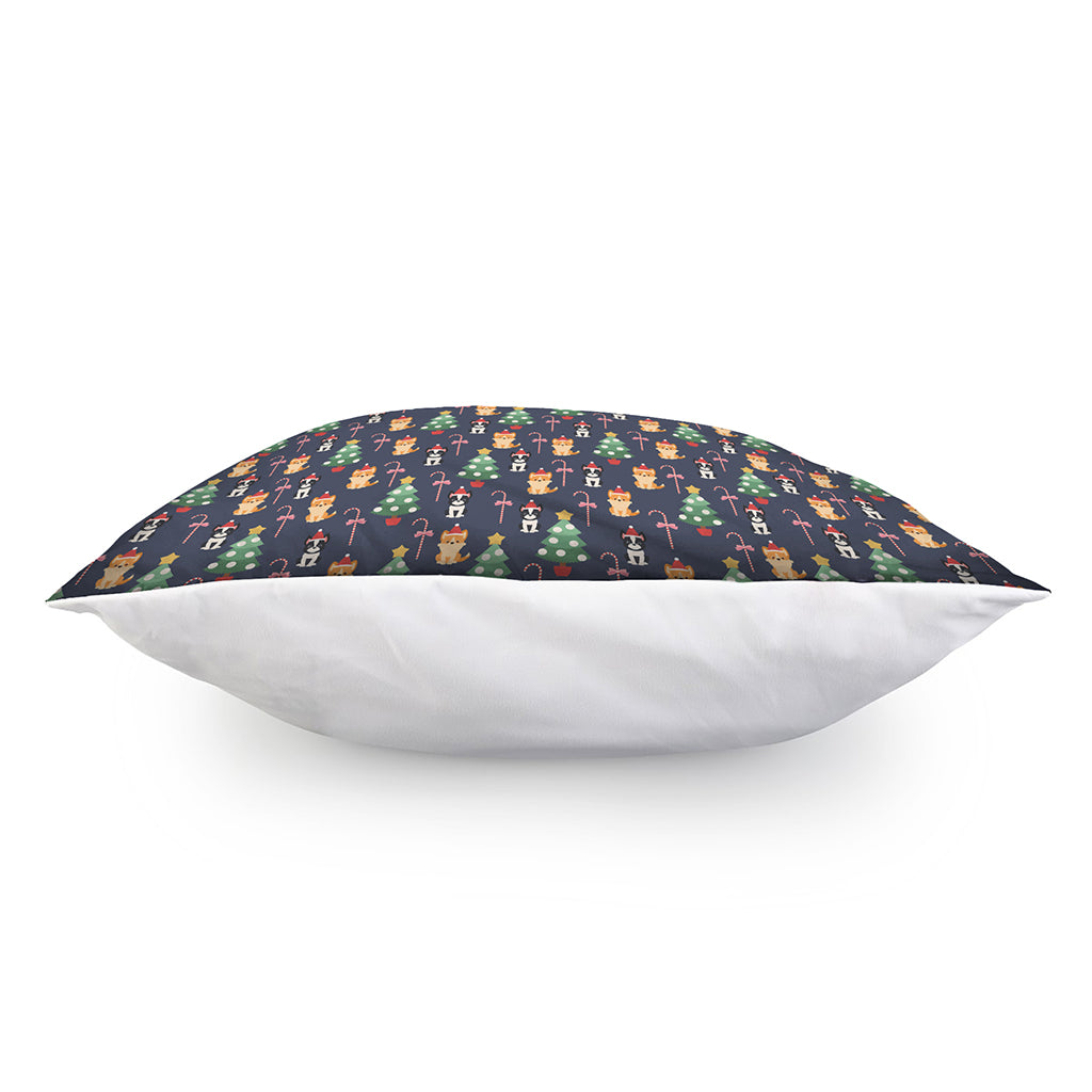 Christmas Boston Terrier And Corgi Print Pillow Cover