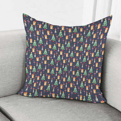 Christmas Boston Terrier And Corgi Print Pillow Cover