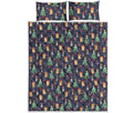 Christmas Boston Terrier And Corgi Print Quilt Bed Set