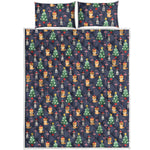 Christmas Boston Terrier And Corgi Print Quilt Bed Set