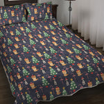 Christmas Boston Terrier And Corgi Print Quilt Bed Set