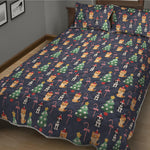 Christmas Boston Terrier And Corgi Print Quilt Bed Set