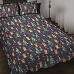 Christmas Boston Terrier And Corgi Print Quilt Bed Set