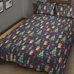 Christmas Boston Terrier And Corgi Print Quilt Bed Set