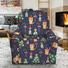 Christmas Boston Terrier And Corgi Print Recliner Slipcover