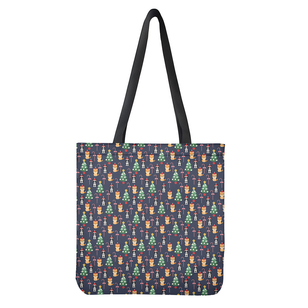 Christmas Boston Terrier And Corgi Print Tote Bag