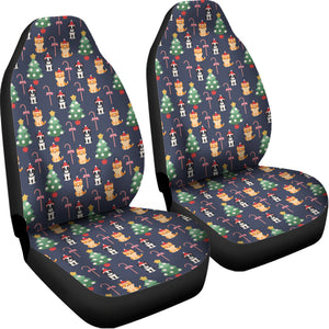 Christmas Boston Terrier And Corgi Print Universal Fit Car Seat Covers