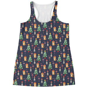 Christmas Boston Terrier And Corgi Print Women's Racerback Tank Top