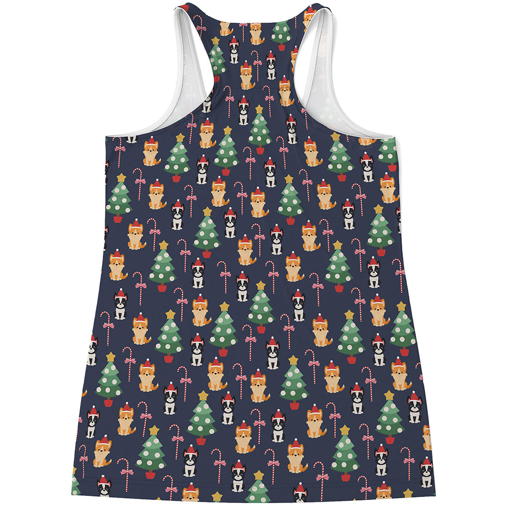 Christmas Boston Terrier And Corgi Print Women's Racerback Tank Top