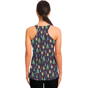 Christmas Boston Terrier And Corgi Print Women's Racerback Tank Top