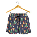 Christmas Boston Terrier And Corgi Print Women's Shorts