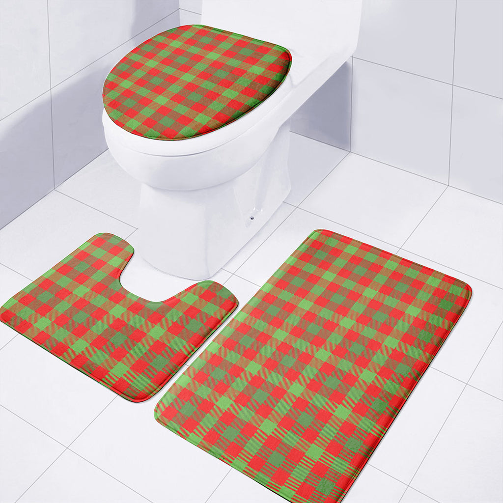 Christmas Buffalo Plaid Print 3 Piece Bath Mat Set