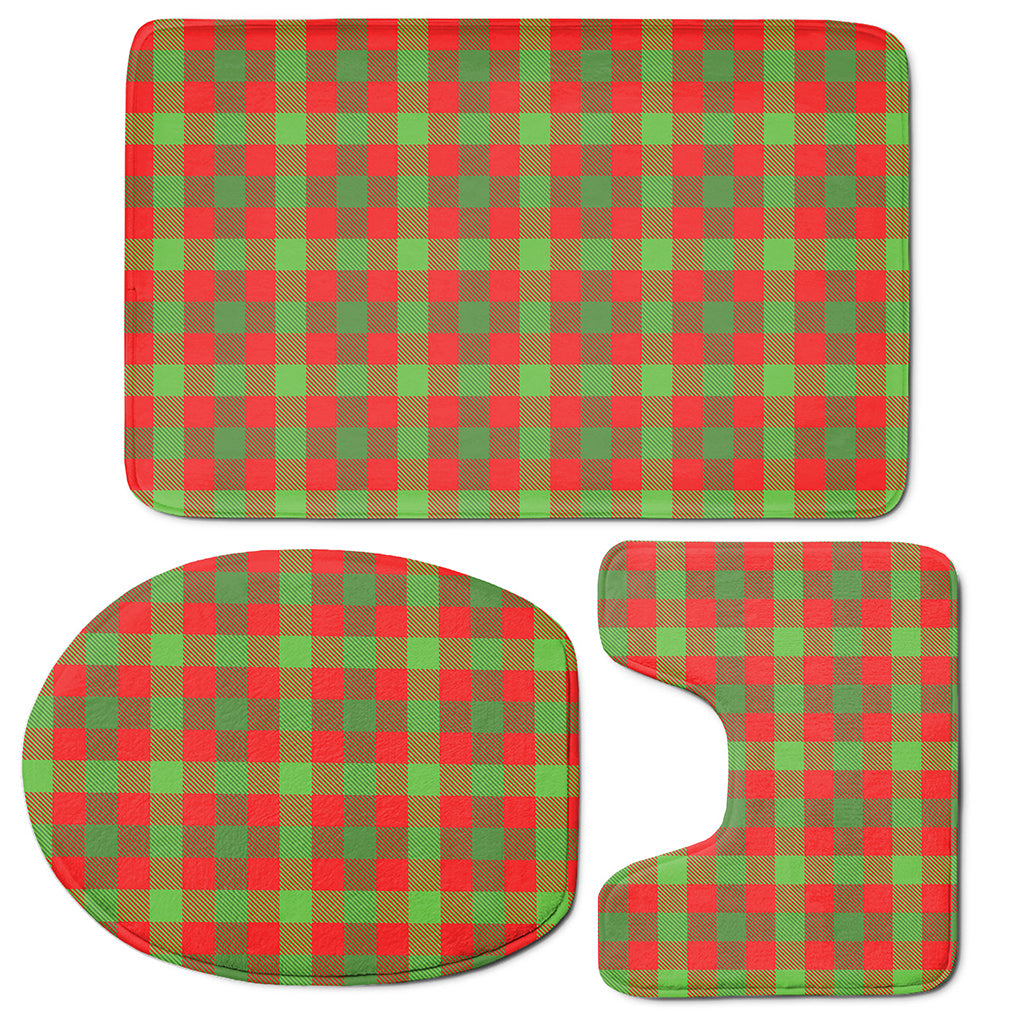 Christmas Buffalo Plaid Print 3 Piece Bath Mat Set