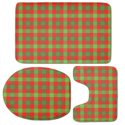 Christmas Buffalo Plaid Print 3 Piece Bath Mat Set
