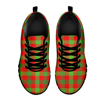 Christmas Buffalo Plaid Print Black Sneakers