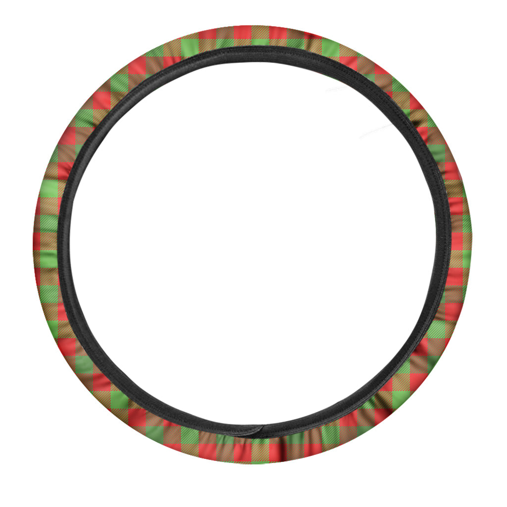 Christmas Buffalo Plaid Print Car Steering Wheel Cover