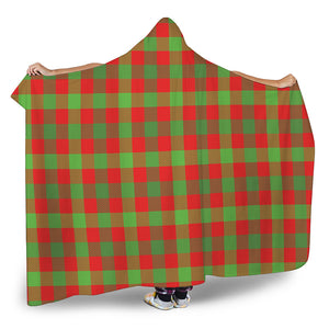 Christmas Buffalo Plaid Print Hooded Blanket