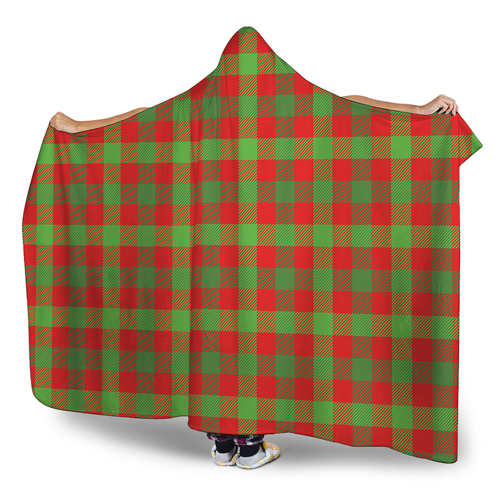 Christmas Buffalo Plaid Print Hooded Blanket