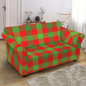 Christmas Buffalo Plaid Print Loveseat Slipcover