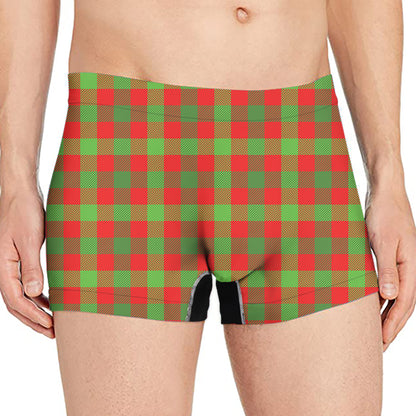 Christmas Buffalo Plaid Print Men's Boxer Briefs