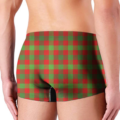 Christmas Buffalo Plaid Print Men's Boxer Briefs