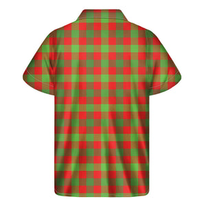Christmas Buffalo Plaid Print Men's Short Sleeve Shirt