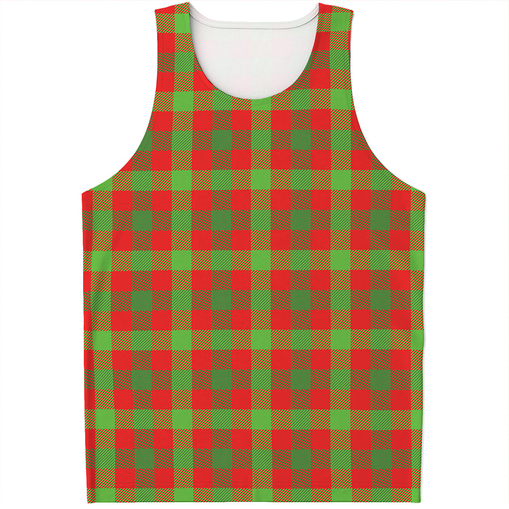 Christmas Buffalo Plaid Print Men's Tank Top