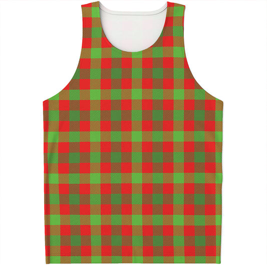 Christmas Buffalo Plaid Print Men's Tank Top