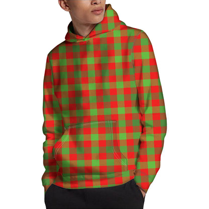 Christmas Buffalo Plaid Print Pullover Hoodie