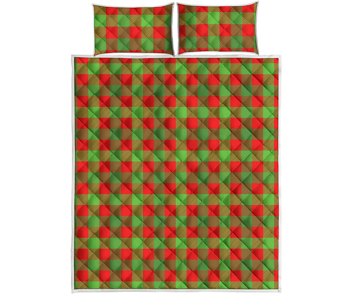 Christmas Buffalo Plaid Print Quilt Bed Set