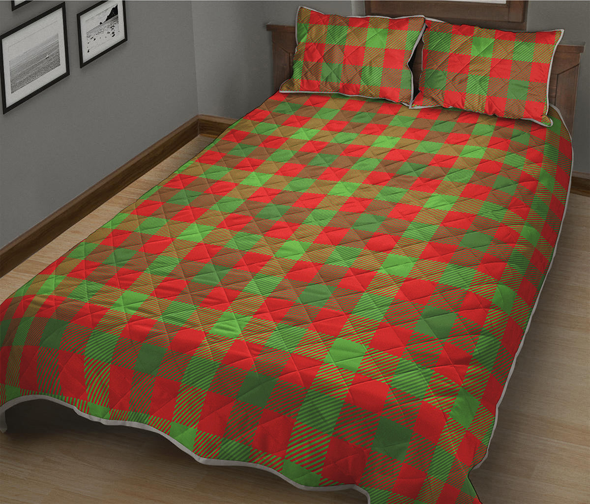 Christmas Buffalo Plaid Print Quilt Bed Set