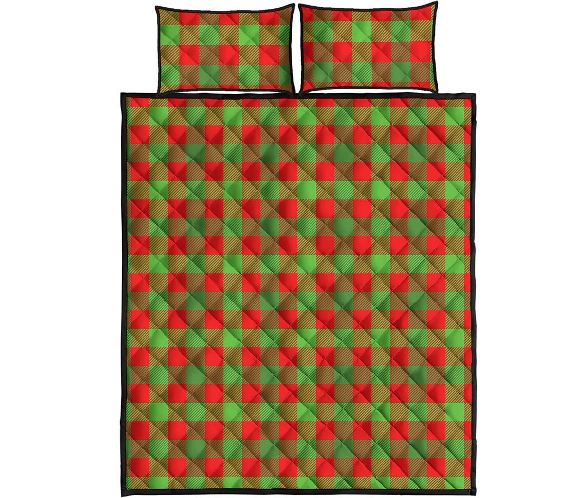 Christmas Buffalo Plaid Print Quilt Bed Set