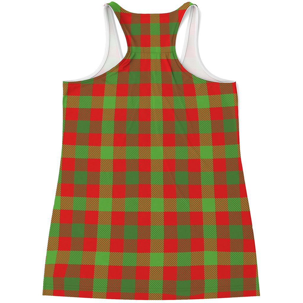 Christmas Buffalo Plaid Print Women's Racerback Tank Top