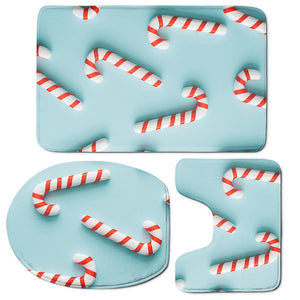 Christmas Candy Candies Pattern Print 3 Piece Bath Mat Set