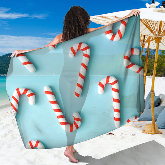 Christmas Candy Candies Pattern Print Beach Sarong Wrap
