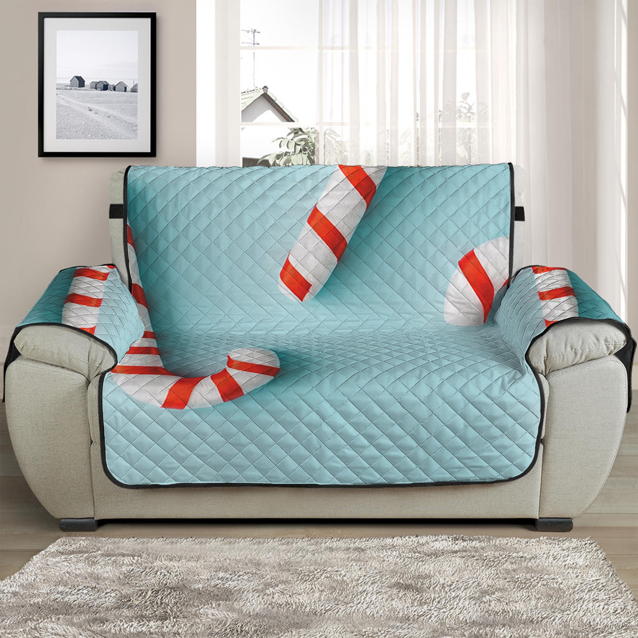 Christmas Candy Candies Pattern Print Half Sofa Protector