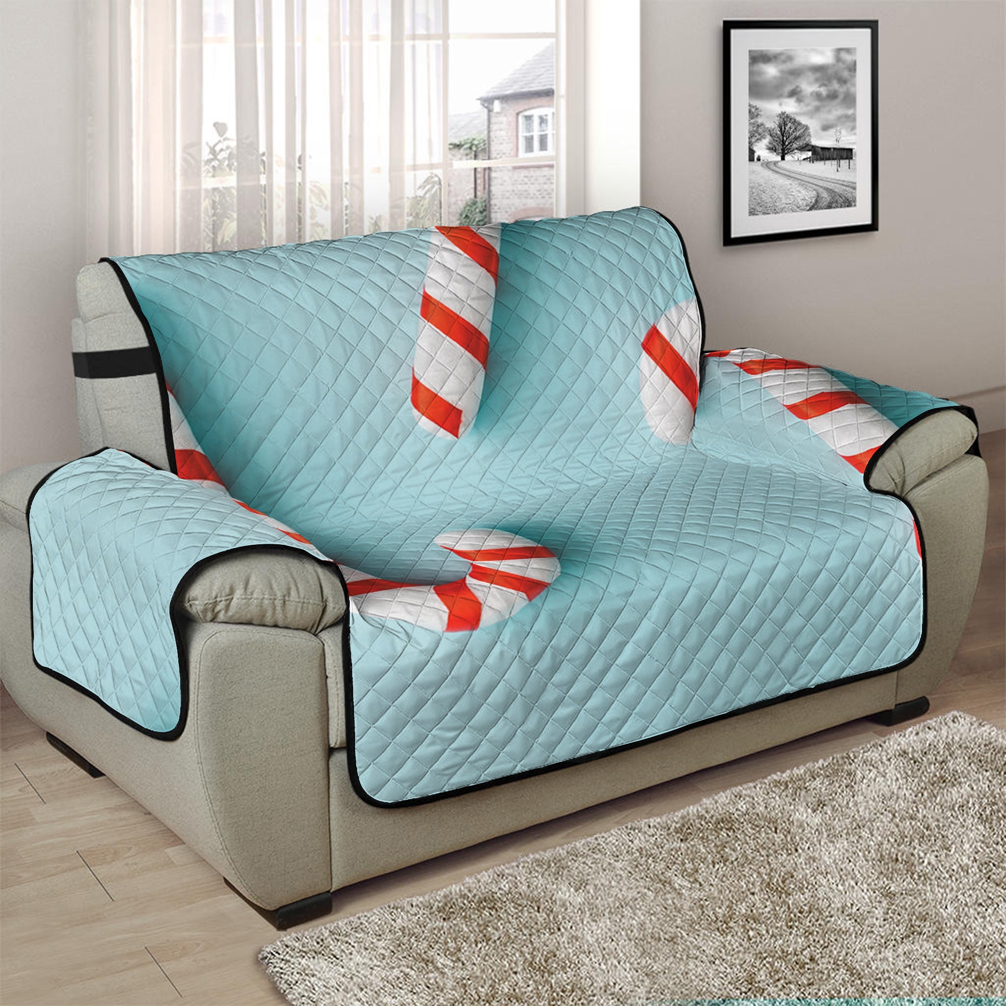 Christmas Candy Candies Pattern Print Half Sofa Protector