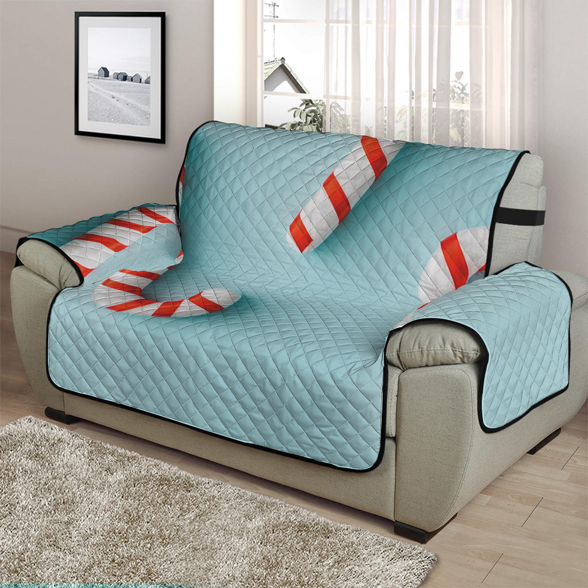 Christmas Candy Candies Pattern Print Half Sofa Protector