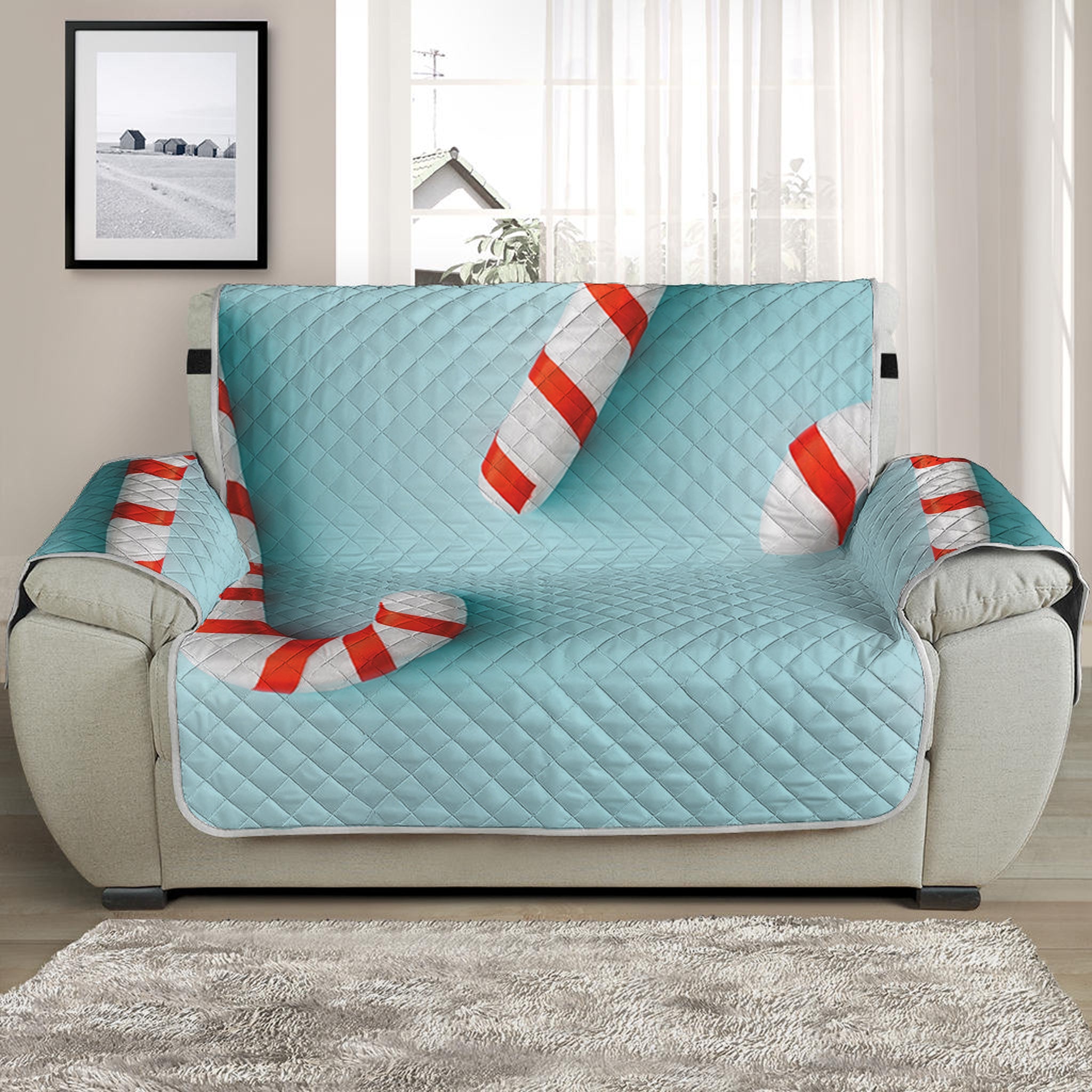 Christmas Candy Candies Pattern Print Half Sofa Protector