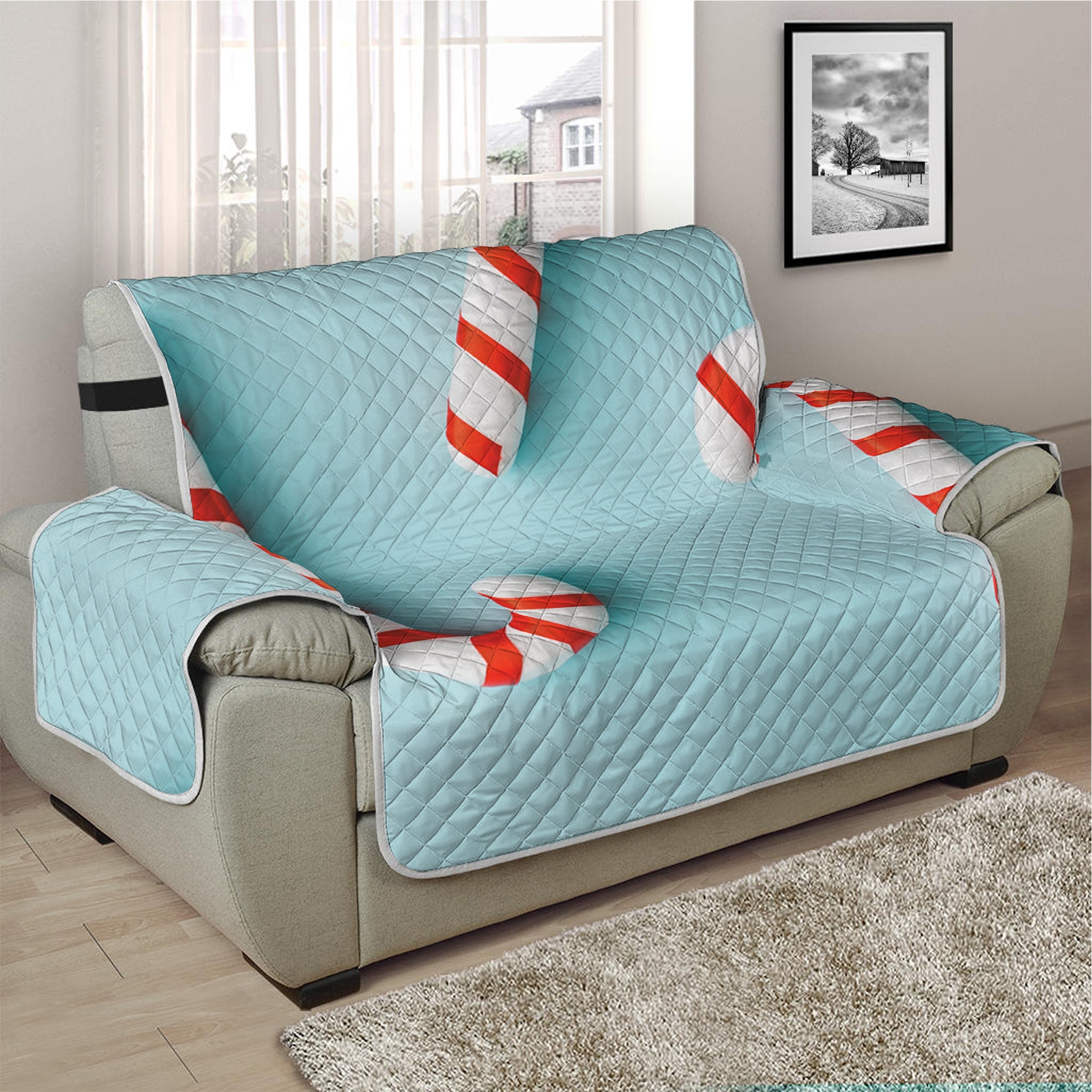 Christmas Candy Candies Pattern Print Half Sofa Protector